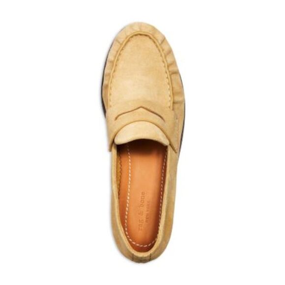 RAG & BONE Womens Beige Penny Keeper Sid Slip On Leather Loafers Shoes 39 - Picture 3 of 4